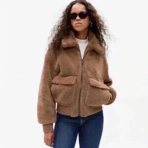 Gap Sherpa Moto Jacket nut brown large TALL